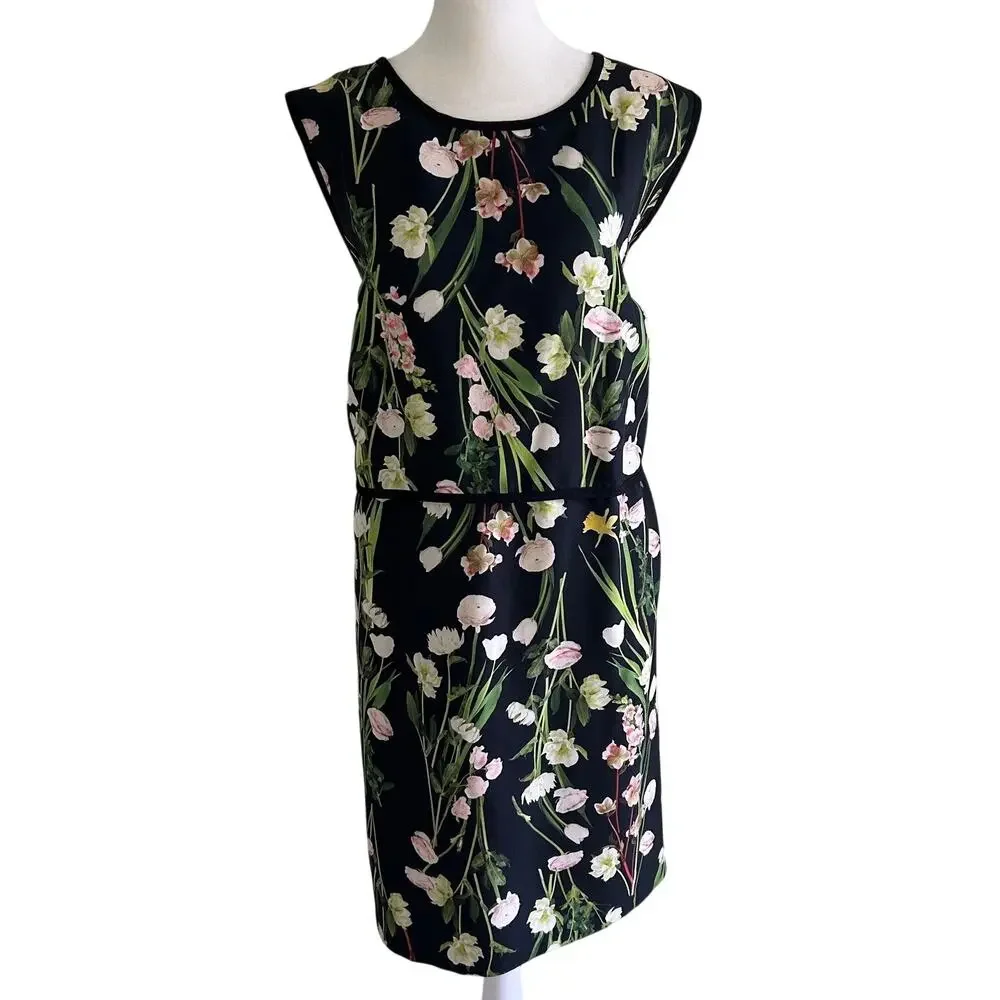 Victoria Beckham for Target Floral Dress 3X Black Sleeveless Midi Plus Size